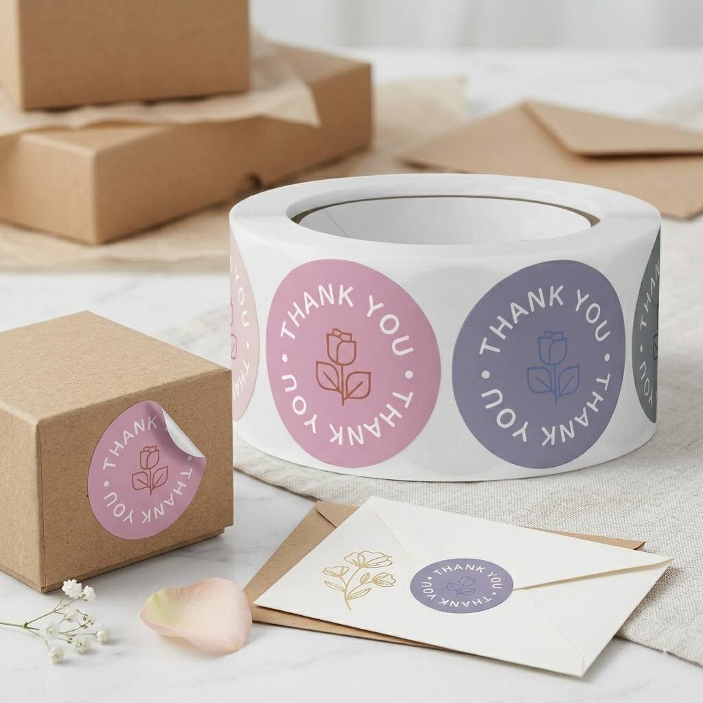 Aesthetic Pastel Paper Sticker Roll Round Thank You Labels for Envelopes Aesthetic Pastel Paper Sticker Roll Round Thank You Labels for Envelopes