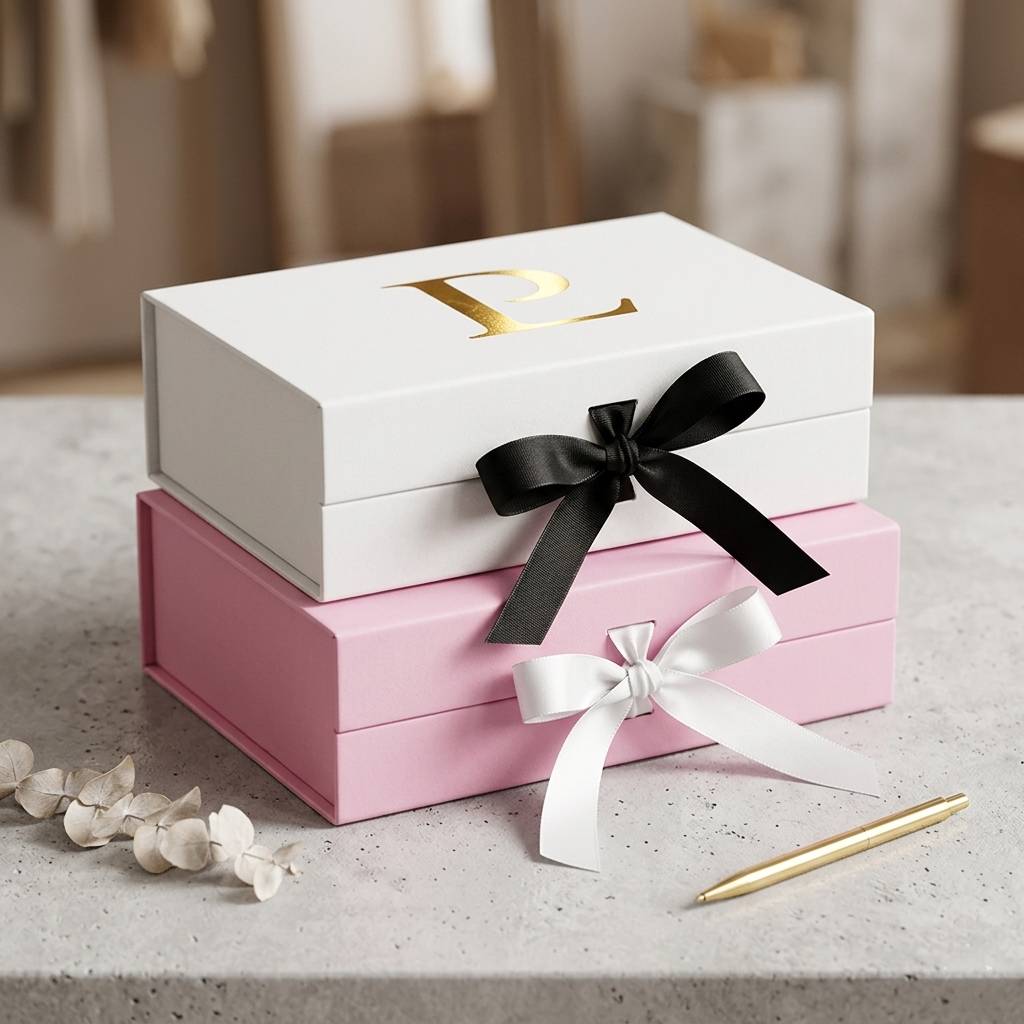 Matte Pink and White Magnetic Box with Bow for Bridesmaid Proposal Gifts