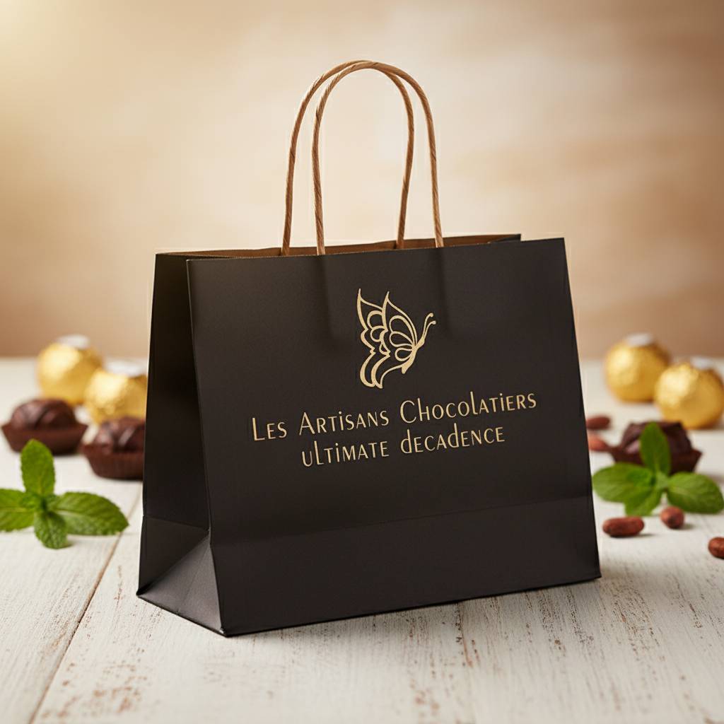 Custom Luxury Black Shopping Kraft Paper Gift Bag