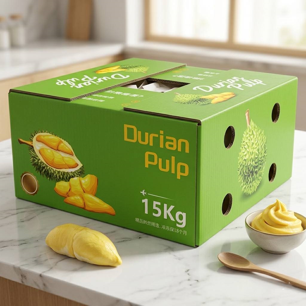 Premium Corrugated Durian Produce Packaging Box For Retail Display