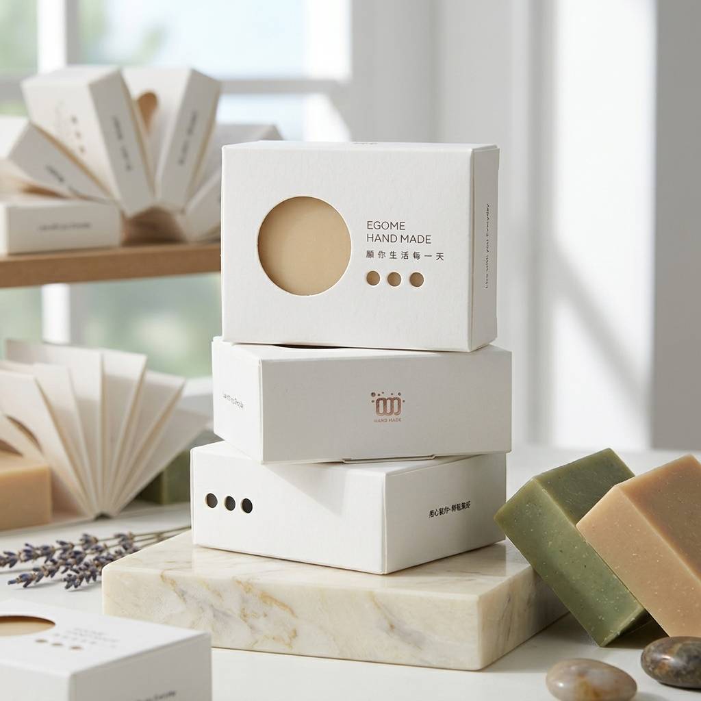 Custom Logo Printed Soap Boxes With Unique Die-Cut Window Designs