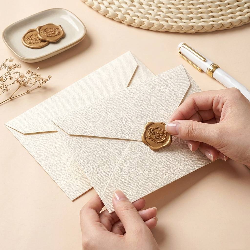 Vintage Floral Lined Kraft Paper Envelopes for Invitations & Letters