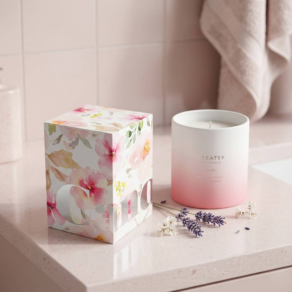 Premium Custom Paper Box For Artisan Floral Scented Candles