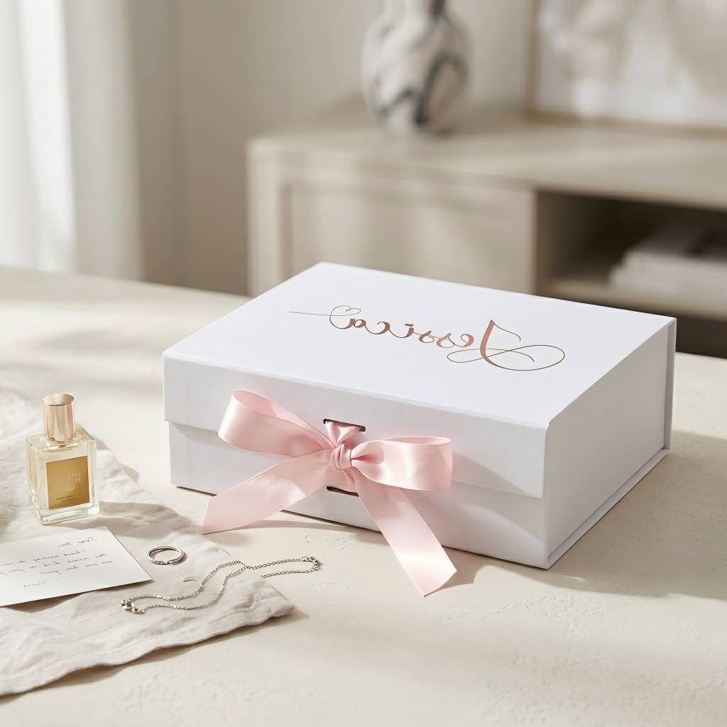 Premium Collapsible White Gift Box For Personalized Wedding Favors
