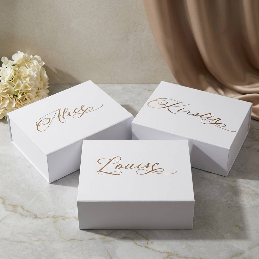 Hot Selling Magnetic Ribbon Handle Folding Gift Box with Gold Logo