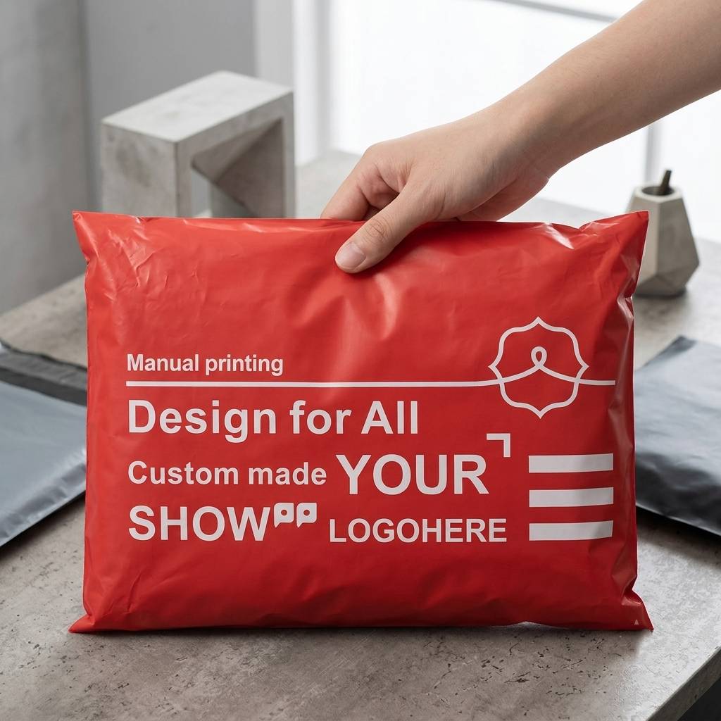 Custom Printed Mailing Bag For Clothes Eye-Catching Red Design