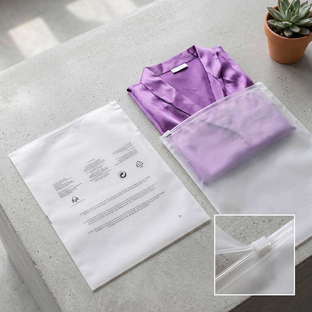 Custom Printed Transparent Frosted Zip Lock Bag for Clothing Packaging