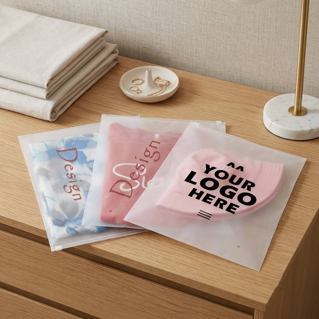Personalized Printing Resealable Matte Clean Zip Lock Plastic Bag for Packaging Clothing