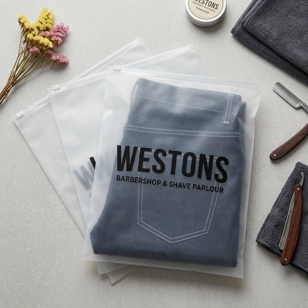 Custom Frosted Zipper Bags For Professional Clothing Brand Packaging
