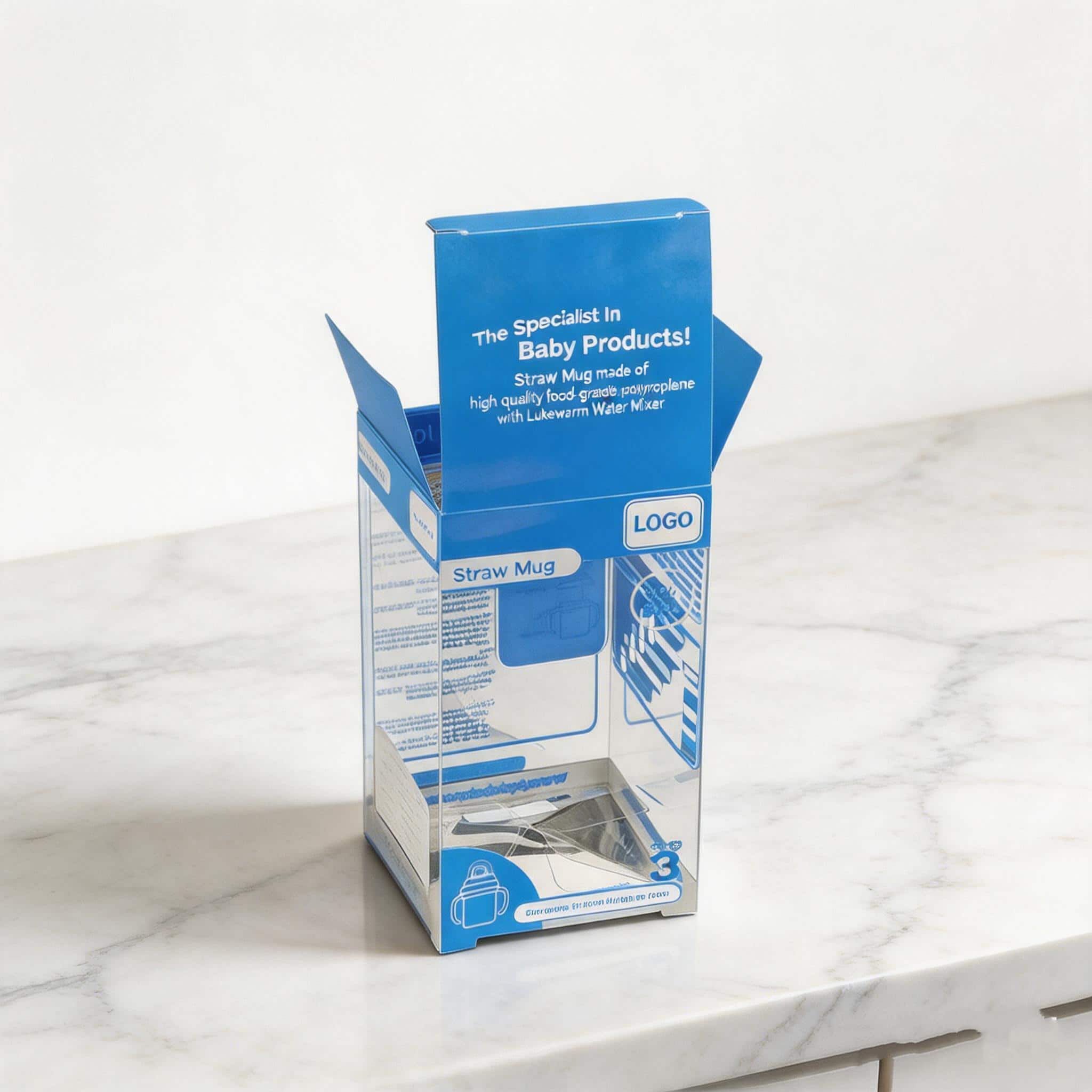 Custom Printed Baby Straw Mug Box with Clear Window Display