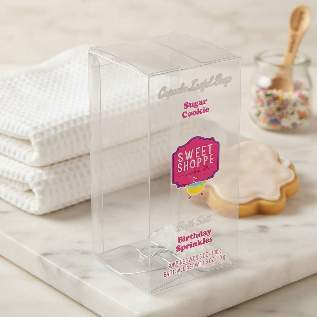 Custom Clear PVC Packaging Box for Retail Soap and Bath Salt