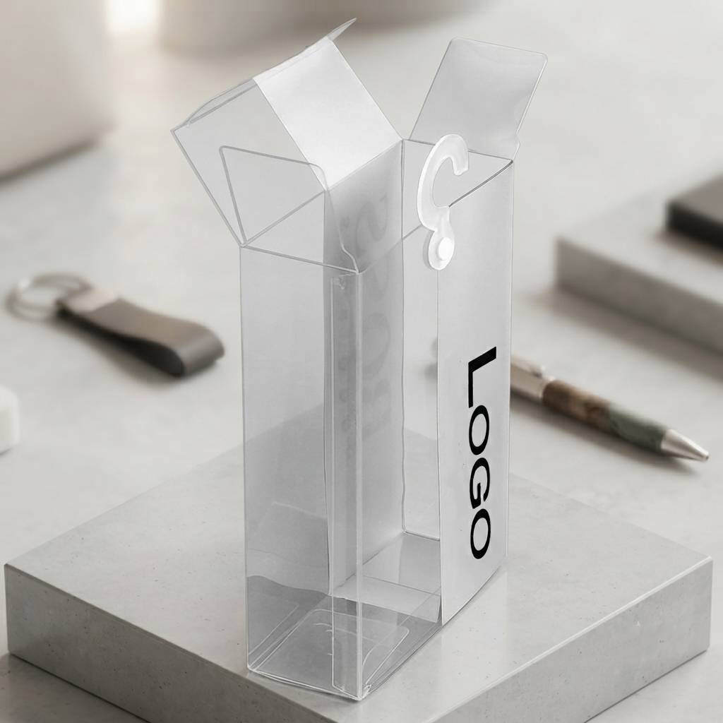 Custom Logo Transparent PET Box Premium Cosmetic Packaging Box with Hook Custom Logo Transparent PET Box Premium Cosmetic Packaging Box with Hook