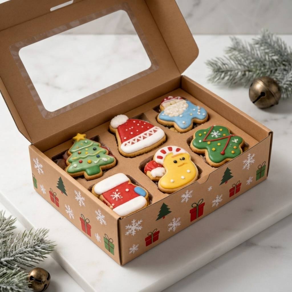 Custom Size Christmas Gift Box Celebration Chocolate Packaging Paper Box with Clean Window