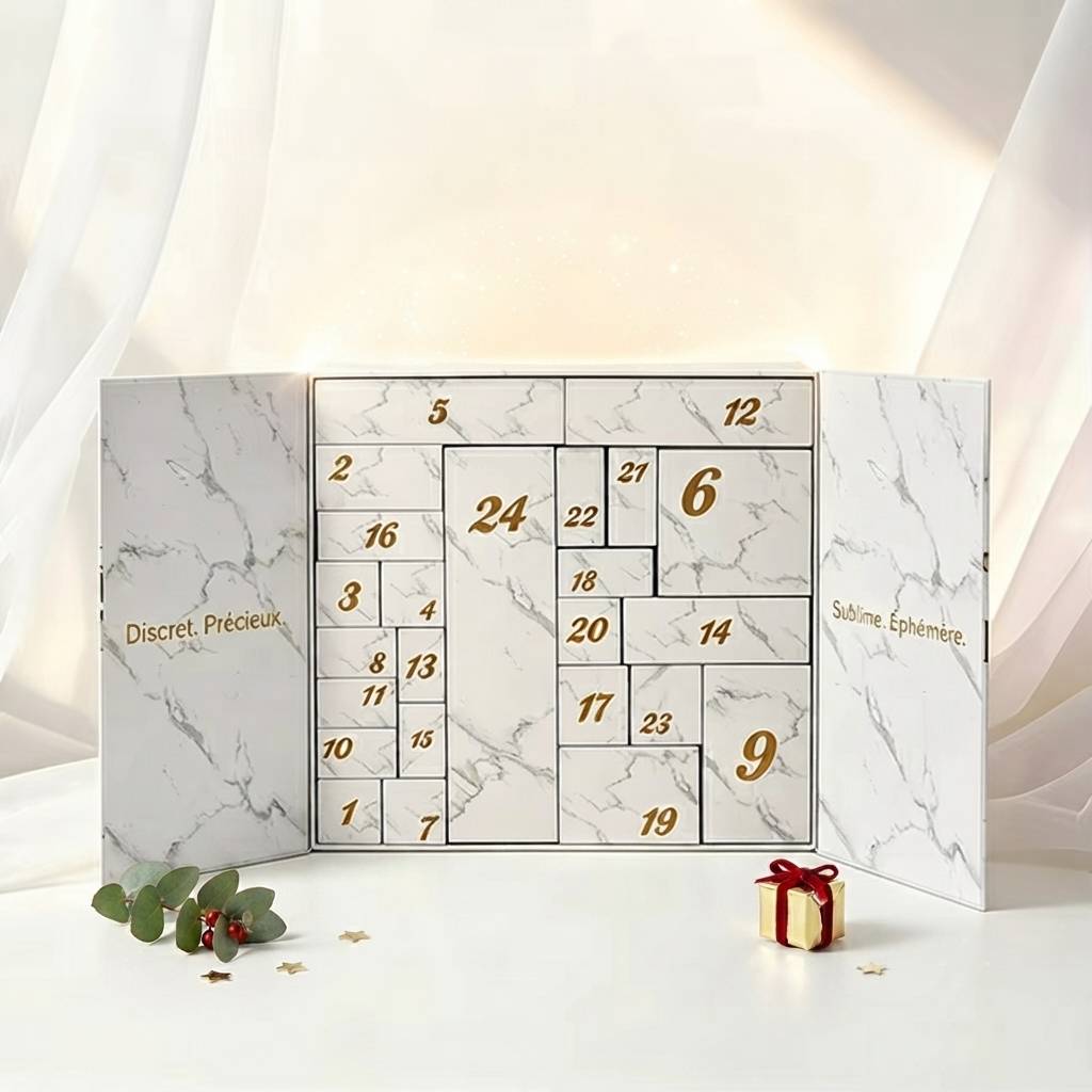 Custom 24 Days Cosmetic Empty Christmas Countdown Advent Calendar Box for Holiday Special Custom 24 Days Cosmetic Empty Christmas Countdown Advent Calendar Box for Holiday Special