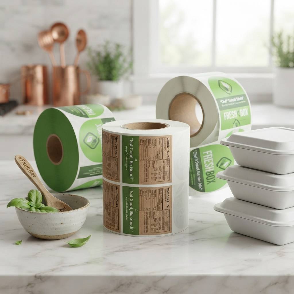 Custom Food Packaging Labels for Fresh Salad Bowls and Containers