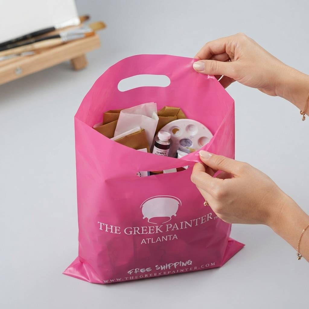 Durable Packaging Bag Pink Plastic Shopping Bags With Custom Branding Durable Packaging Bag Pink Plastic Shopping Bags With Custom Branding
