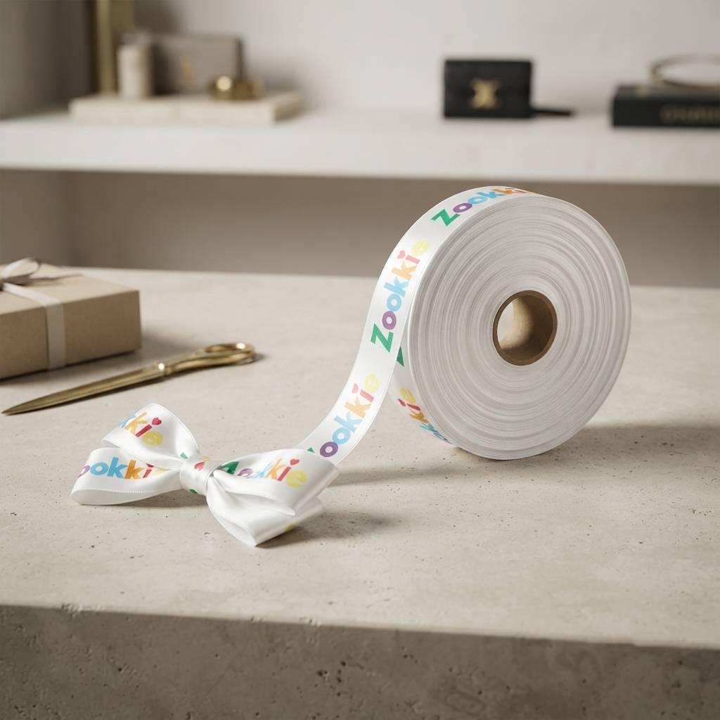 Custom Printed Satin Ribbon Rolls For Gift Box Packaging