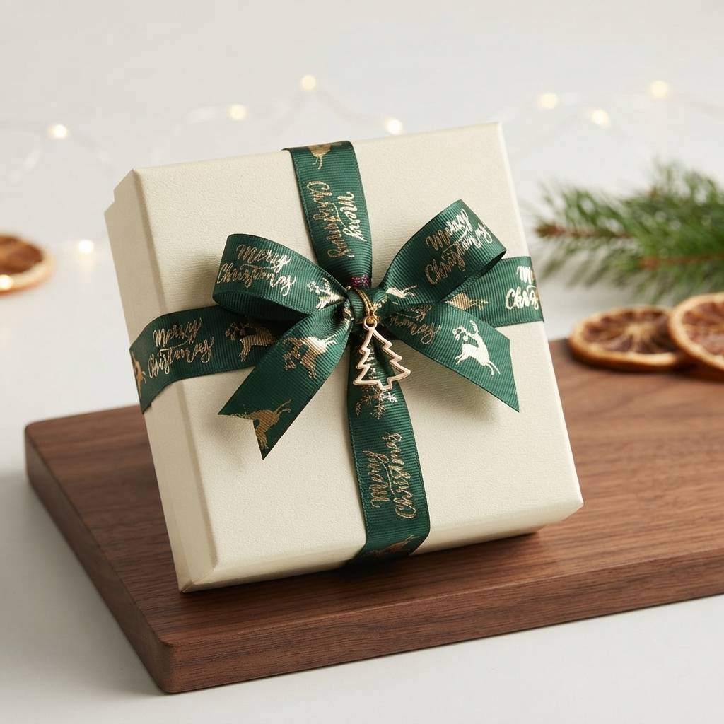 Wholesale Custom Printed Christmas Tree And Santa Pattern Holiday Grosgrain Ribbon For Bows