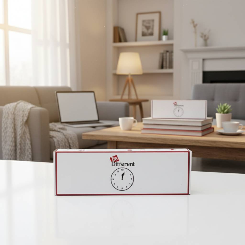 Wholesale Personalised Mailing Shipping Boxes With Red Trim And Clock Design