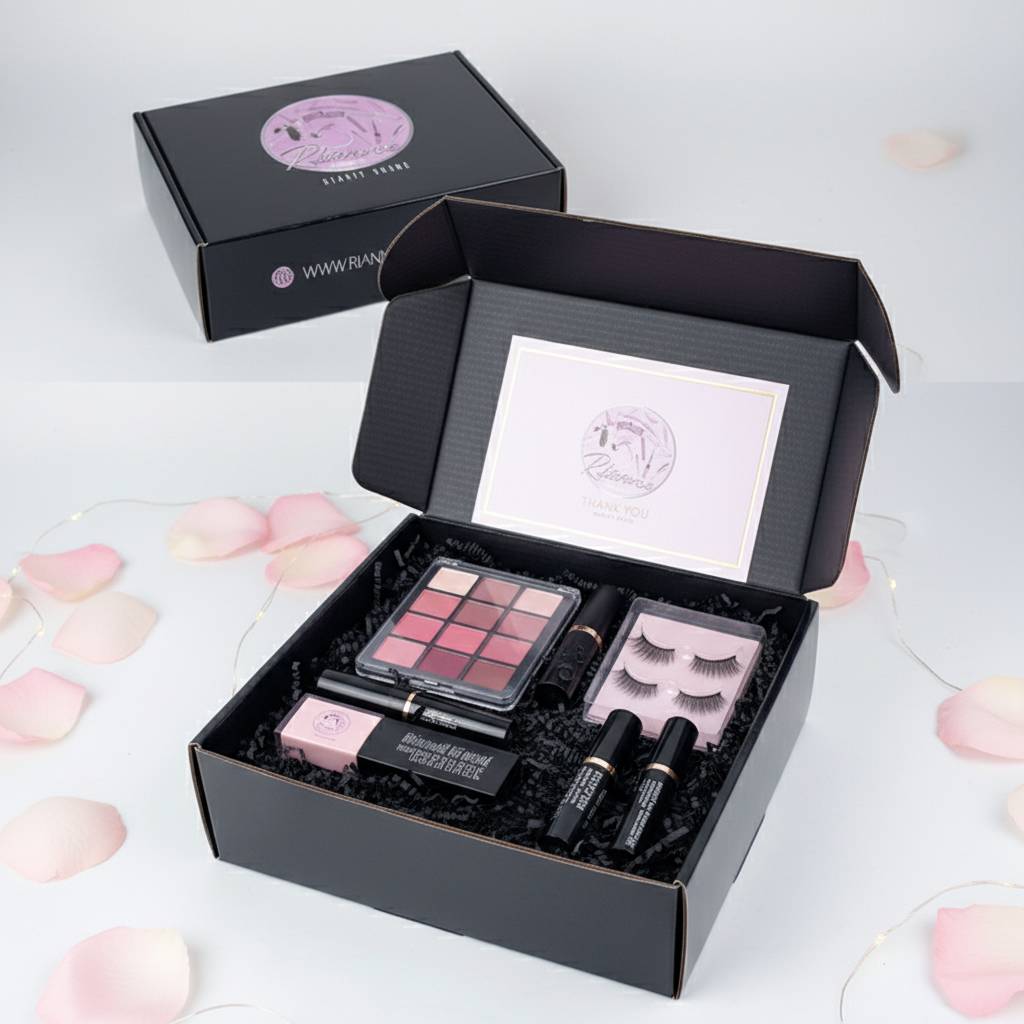 Custom Glossy Black Corrugated Mailer Box For Beauty Brand Packaging