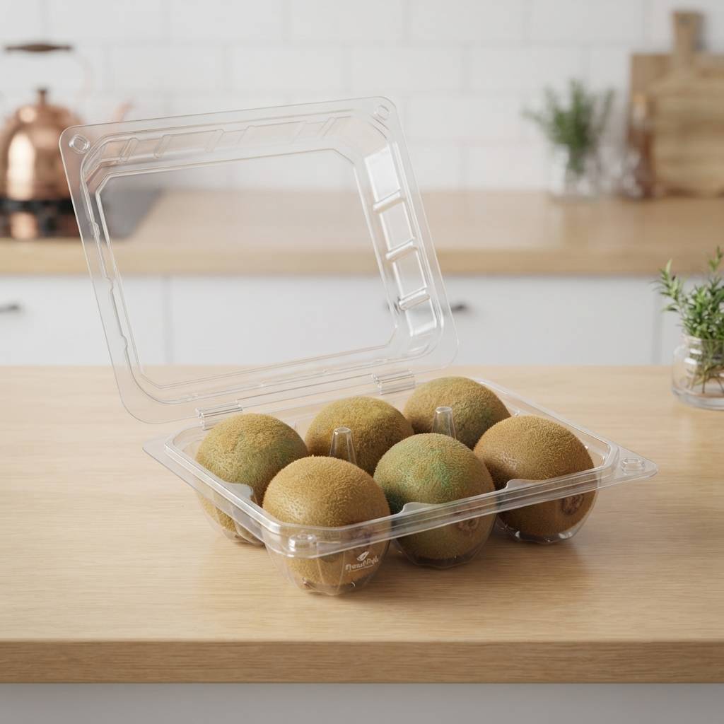 Custom Clear PET Plastic Clamshell Container For Fresh Kiwi Packaging