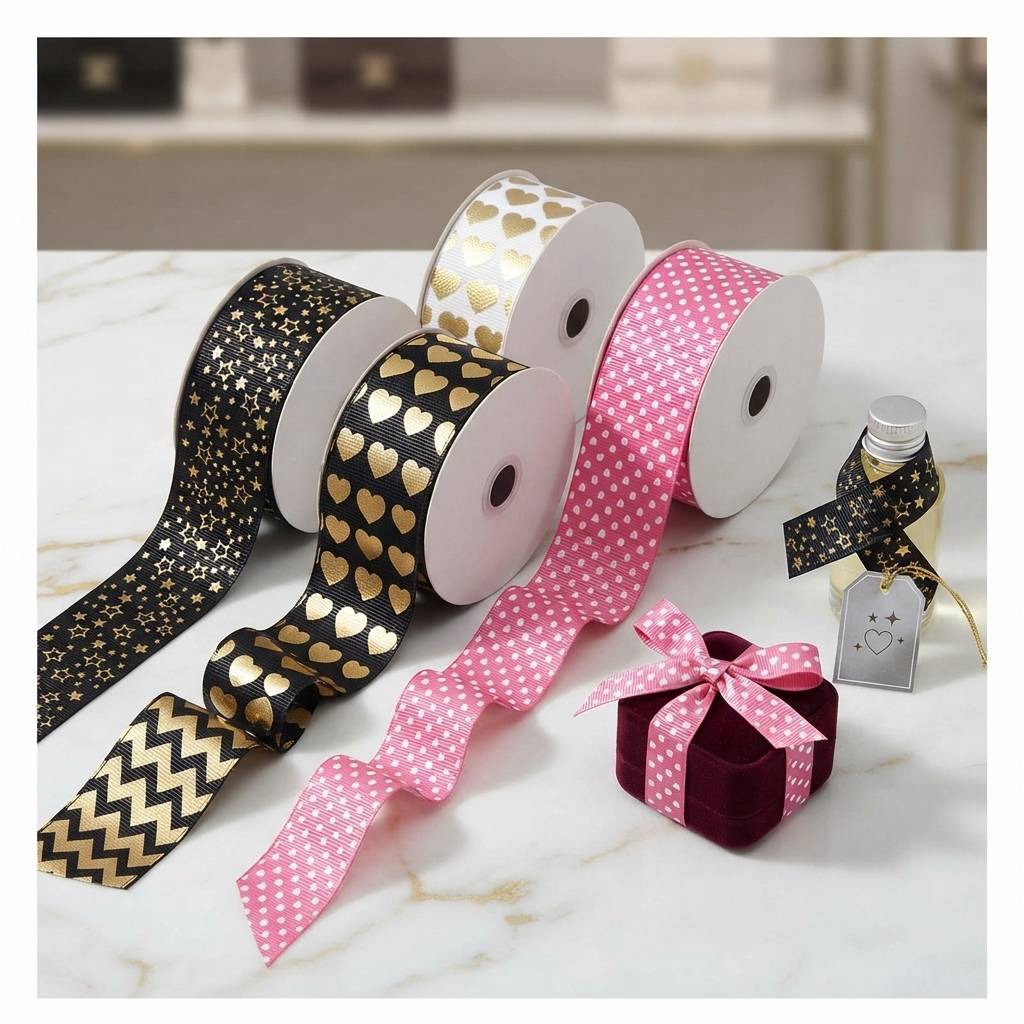 Custom Pink Polka Dot Satin Ribbons For Party Decoration