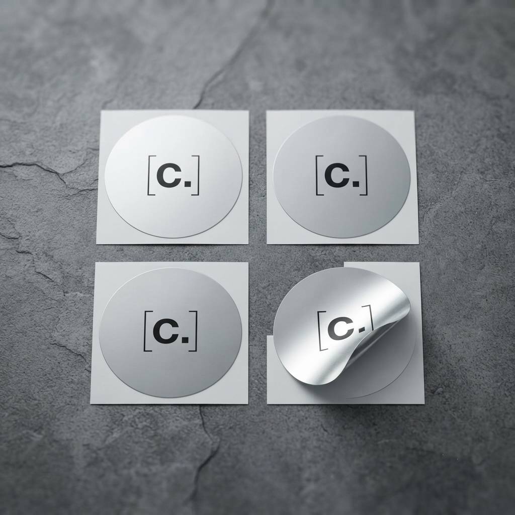 Custom Metallic Brushed Silver Circle Stickers For Product Packaging