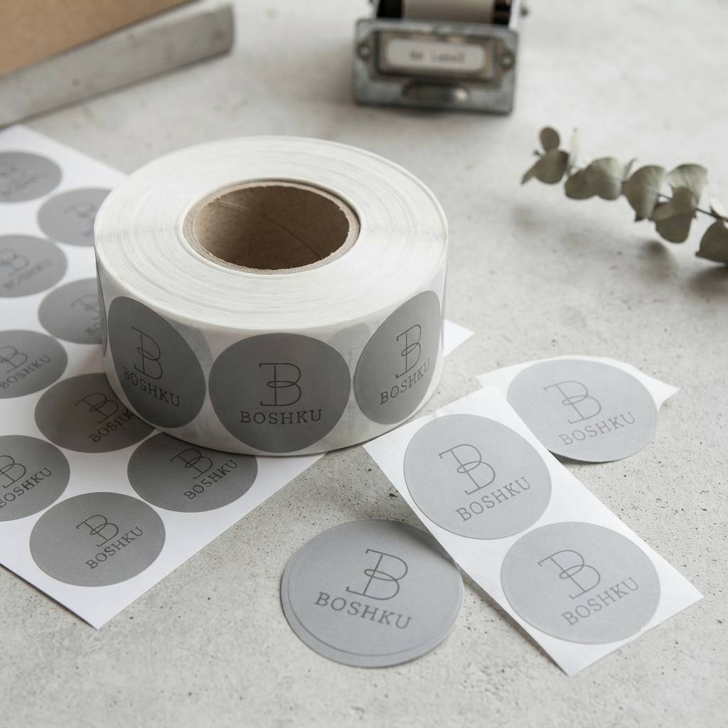 Custom Brushed Metallic Round Logo Stickers For Product Branding