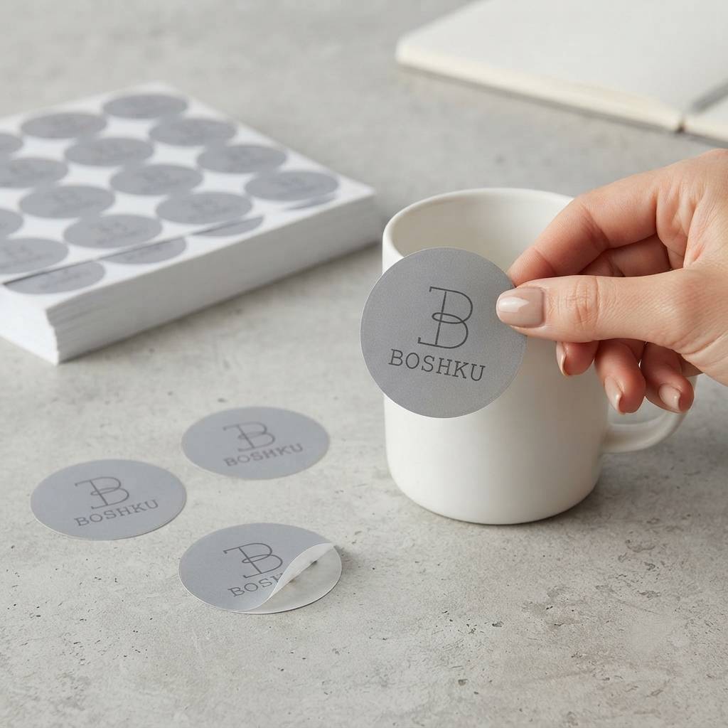 Personalized Waterproof Gray Vinyl Circle Labels For Candle Jars