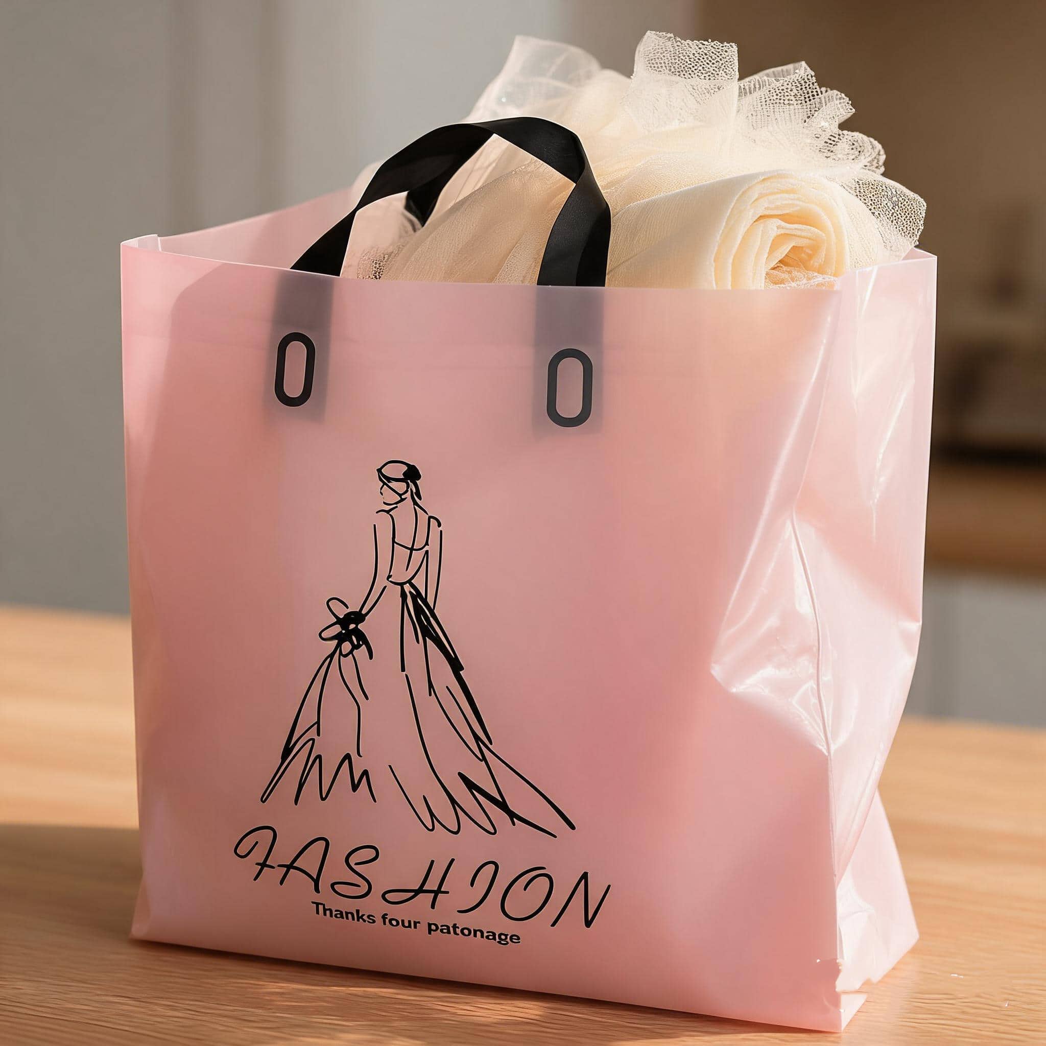 Personalized Soft Loop Handle Plastic Bags For Clothing Boutiques