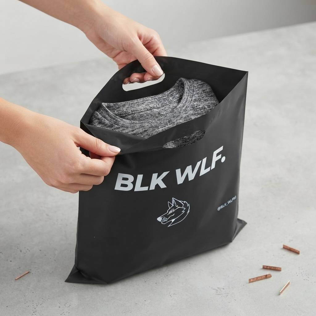 Personalized Die Cut Handle Black Bags For Modern Fashion Boutiques