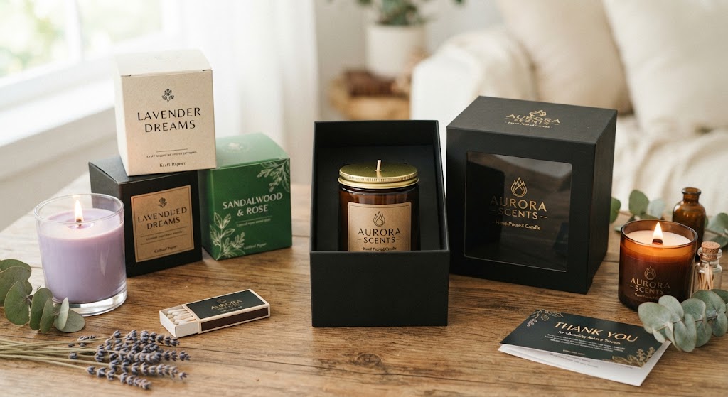 Eco-Friendly Paper Packaging Box With Brand Design For Candle Jars Eco-Friendly Paper Packaging Box With Brand Design For Candle Jars